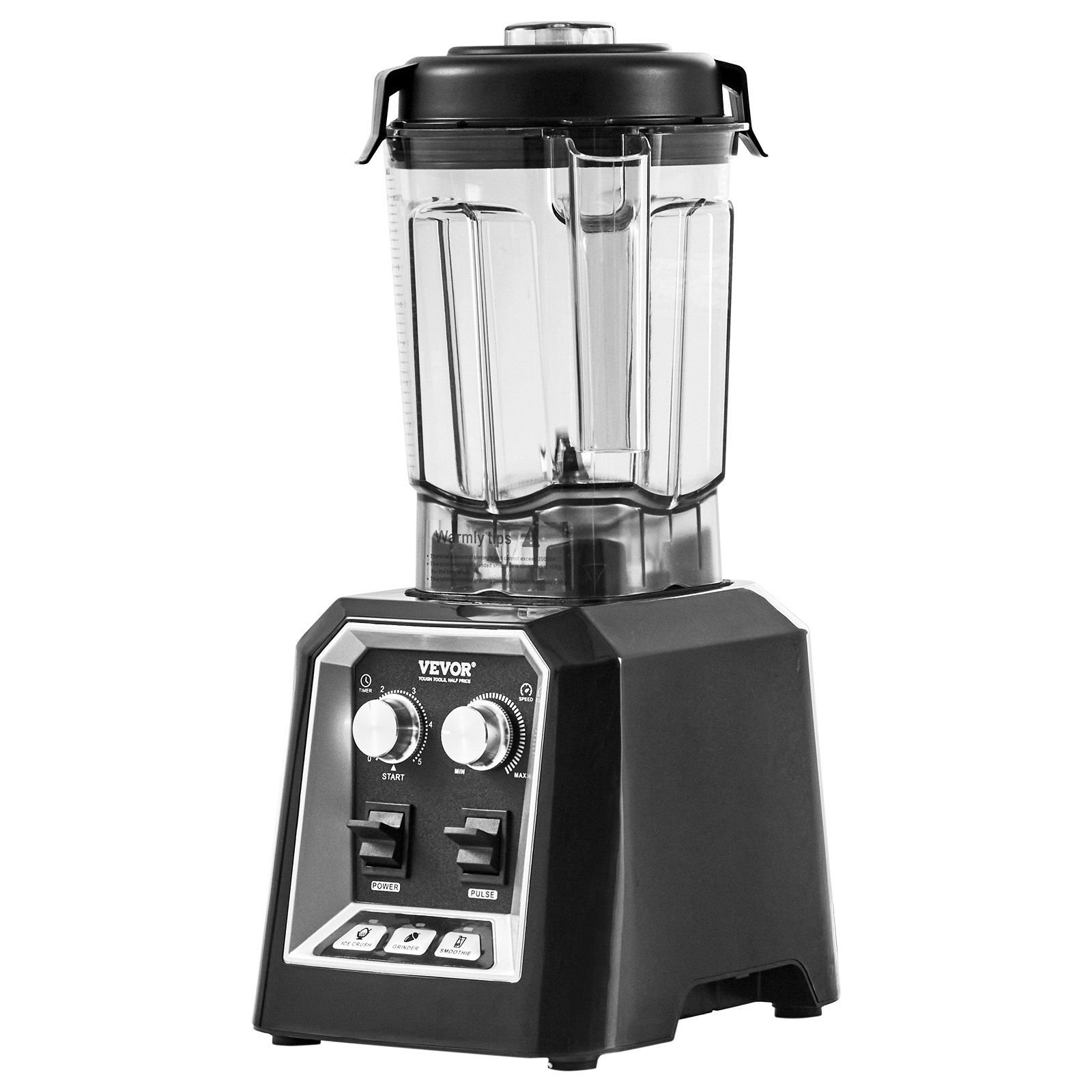 VEVOR Professional Blender, Commercial Countertop Blenders, 68 oz Jar Blender Combo, Stainless Steel 3 Functions Blender, for Frozen Drinks, Shak