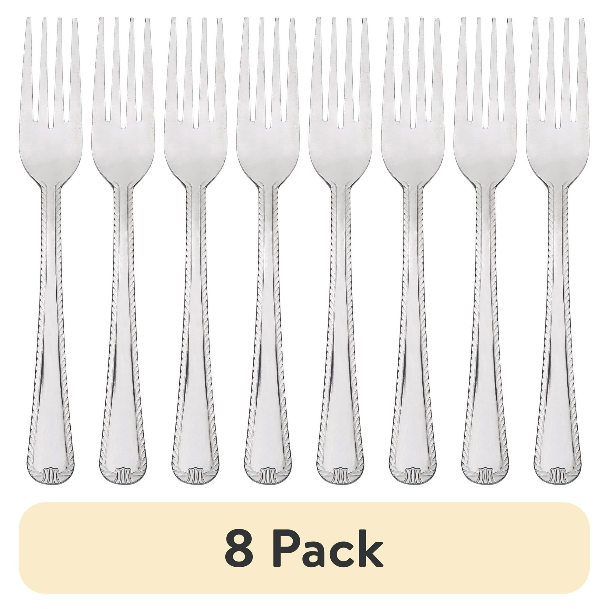 (8 pack) Lace Dinner Fork Set, Silver Stainless Steel, 4 Count