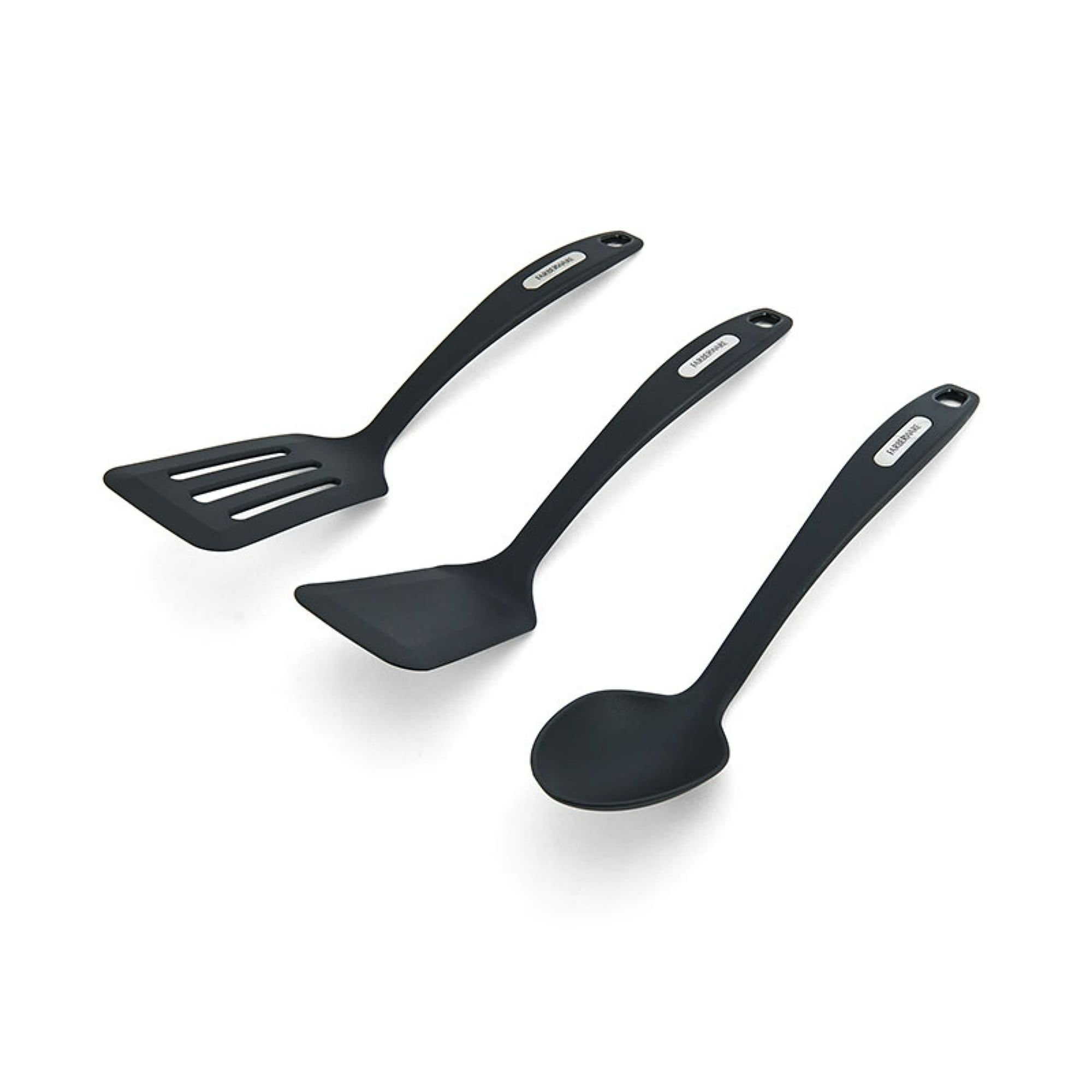 Set of 3 Nylon Tools, Slotted Turner, Short Turner, Basting Spoon