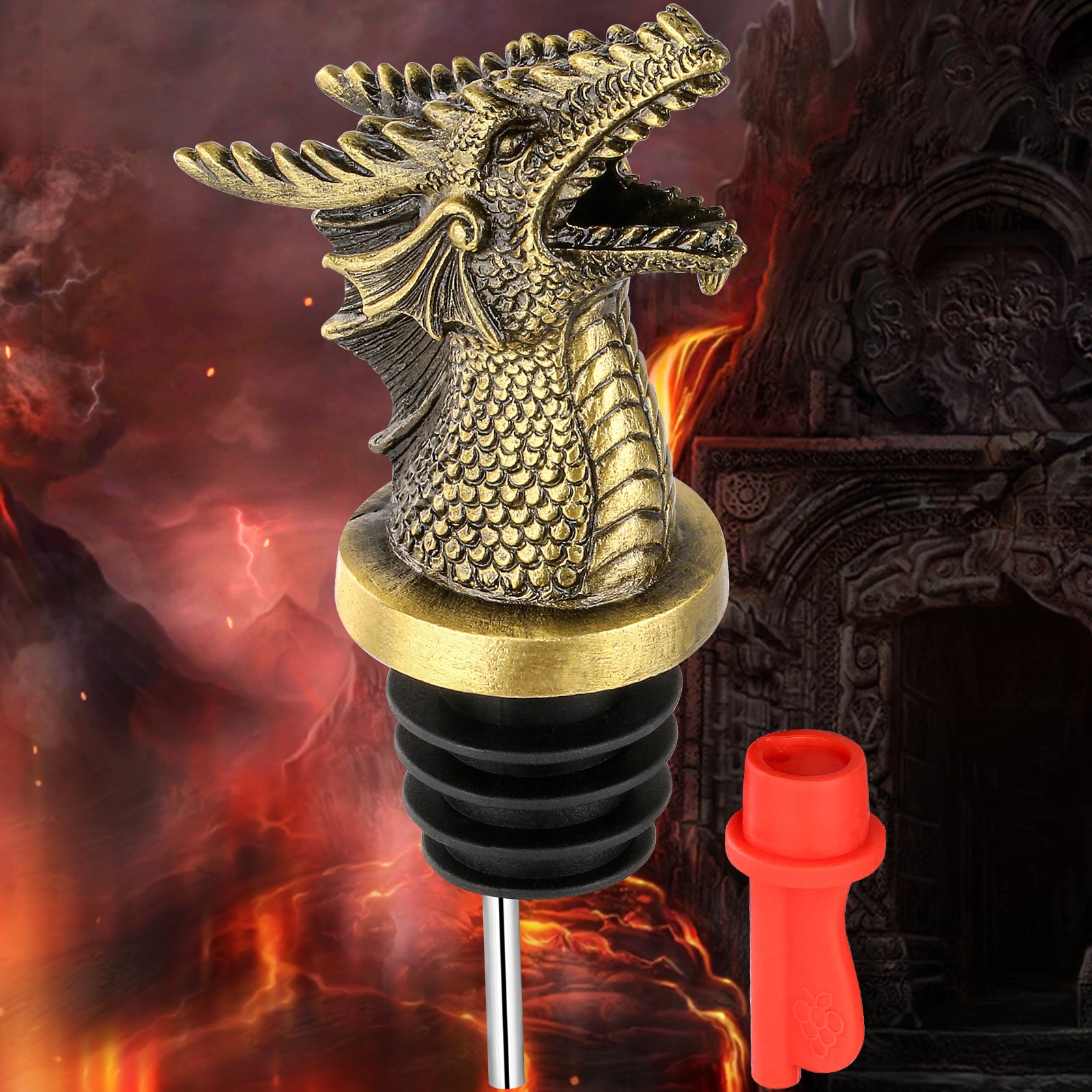 Dual Function Faucet Dispenser, Wine Stopper, Bottle Stopper, Interesting Faucet Dispenser For Cocktails And Whiskey Bottles, Kitchen Accessories (Option: Bronze DJQ2201)