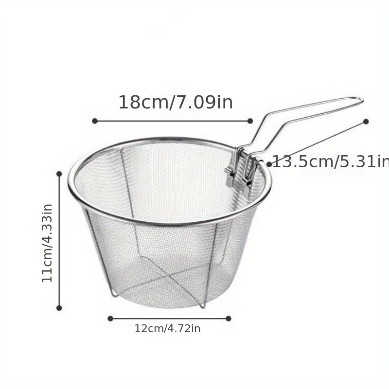 1pc Frying Strainer Basket Frying Net Hedge Noodle Spoon Frying Net Frying Basket Frying Leak Net French Fries Kitchen Foldable (Items: Deep Frying Strainer Basket Large)