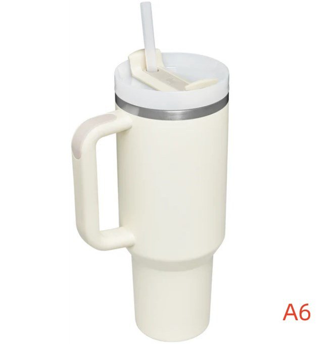 40 oz. With Logo Stainless Steel Thermos Handle Water Glass With Lid And Straw Beer Glass Car Travel Kettle Outdoor Water Bottle (Capacity: 1200ml, Color: A6)