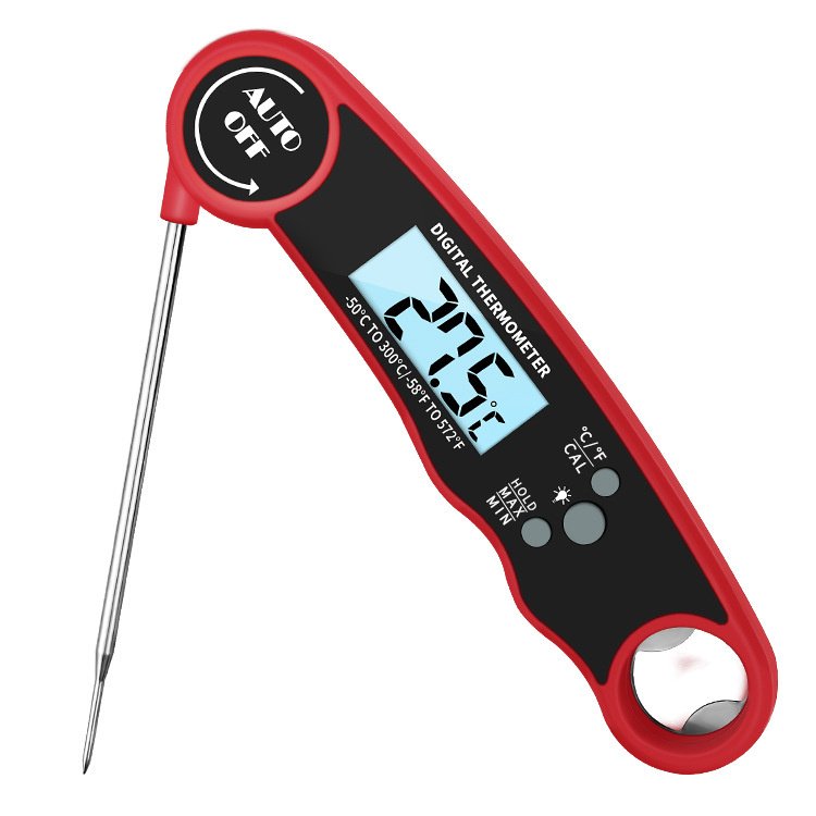 Digital Meat Thermometer with Probe - Waterproof;  Kitchen Instant Read Food Thermometer for Cooking;  Baking;  Liquids;  Candy;  Grilling BBQ & (Color: Red)