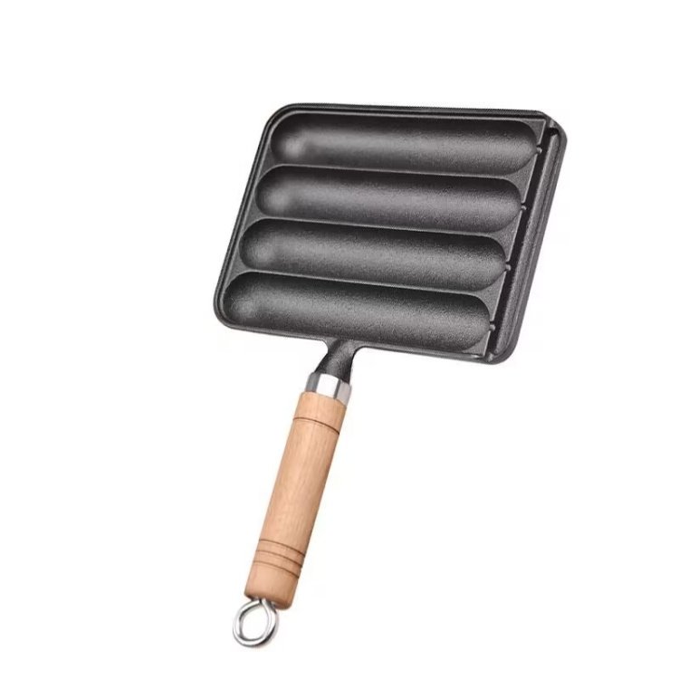 Household Cast Iron Roasting Sausage Skillet for Breakfast (Color: As pic show, Type: Style A)