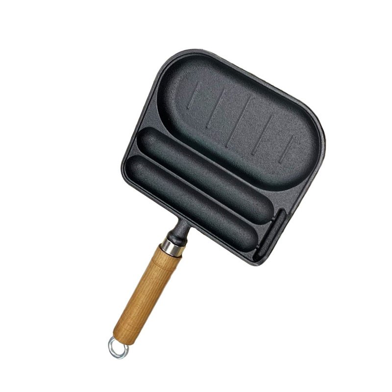 Household Cast Iron Roasting Sausage Skillet for Breakfast (Color: As pic show, Type: Style C)