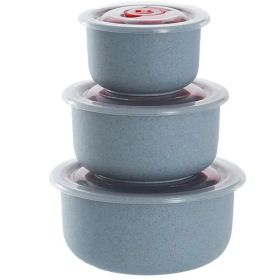 3pcs Lightweight Wheat Straw Bowl For Food Storage Cereal Desserts, Reusable Cutlery, Can Be Used As Fruit Snack Container (Color: Blue)