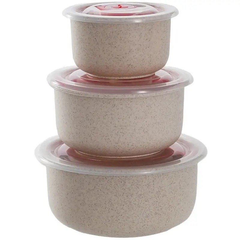 3pcs Lightweight Wheat Straw Bowl For Food Storage Cereal Desserts, Reusable Cutlery, Can Be Used As Fruit Snack Container (Color: White)